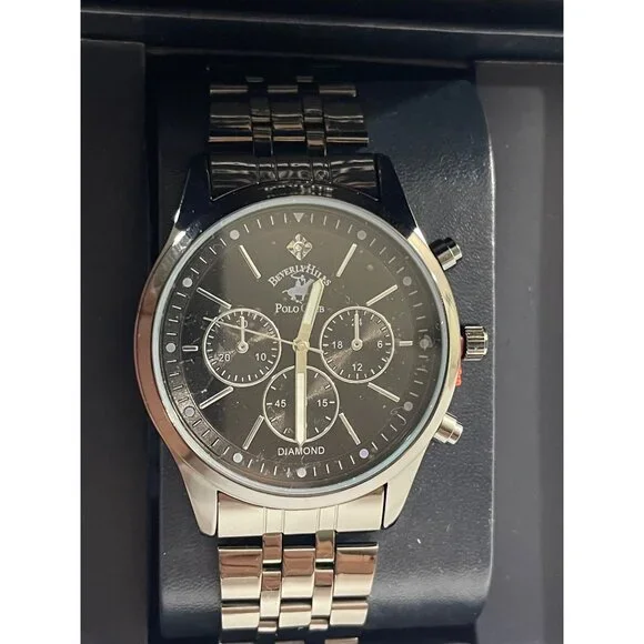 Beverly Hills Polo Club Mens Black Dial Chronograph Watch In Original Box, New - Picture 11 of 11